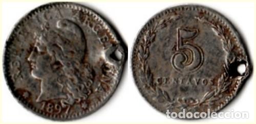Monedas antiguas de Am&eacute;rica: 1897 - ARGENTINA - 5 CENTAVOS - KM # 34