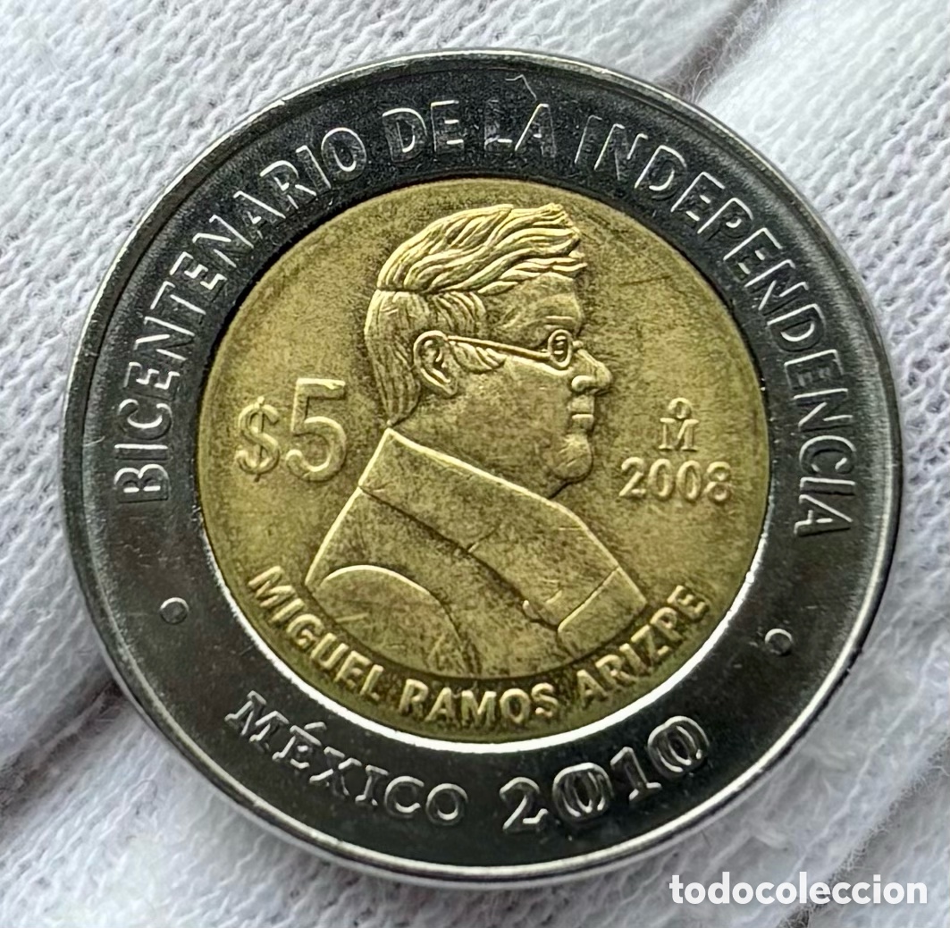 Monedas antiguas de Am&eacute;rica: Moneda M&Eacute;XICO 5 Pesos 2008 SC Miguel Ramos Arizpe . Bimetalica Conmemorativa