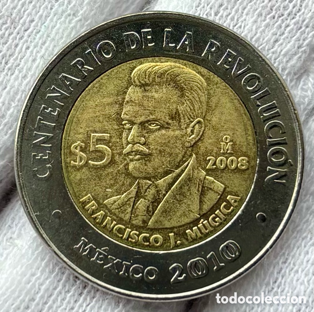 Monedas antiguas de Am&eacute;rica: Moneda M&Eacute;XICO 5 Pesos 2008 SC. Francisco J.Mugica. Bimetalica Conmemorativa