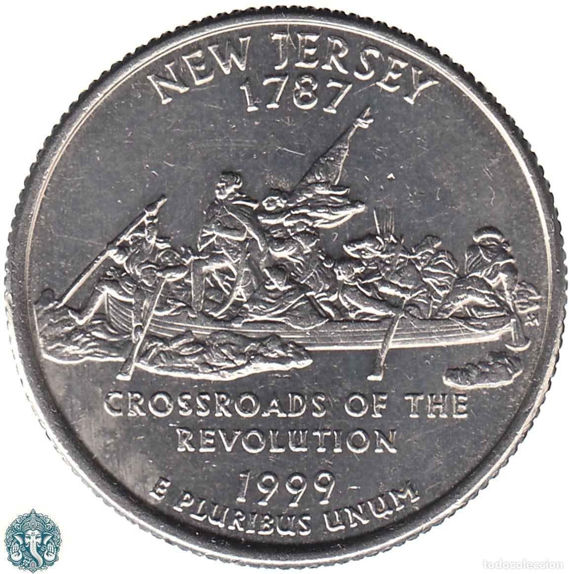Monedas antiguas de Am&eacute;rica: ESTADOS UNIDOS &frac14; D&oacute;lar Cuarto 1999 Ceca D (Denver) Estado de Nueva Jersey KM#295