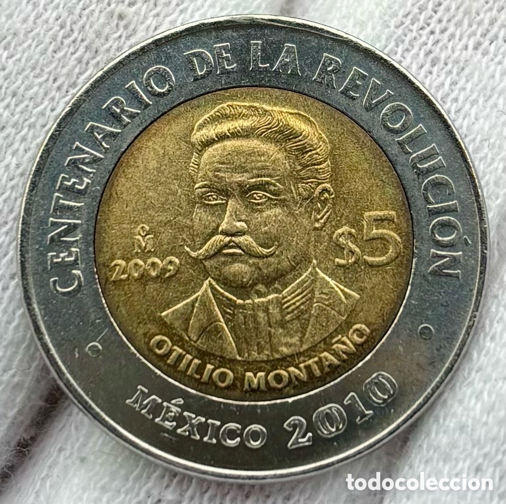 Monedas antiguas de Am&eacute;rica: Moneda M&Eacute;XICO 5 Pesos 2009 SC Otilio Monta&ntilde;o. Bimetalica Conmemorativa