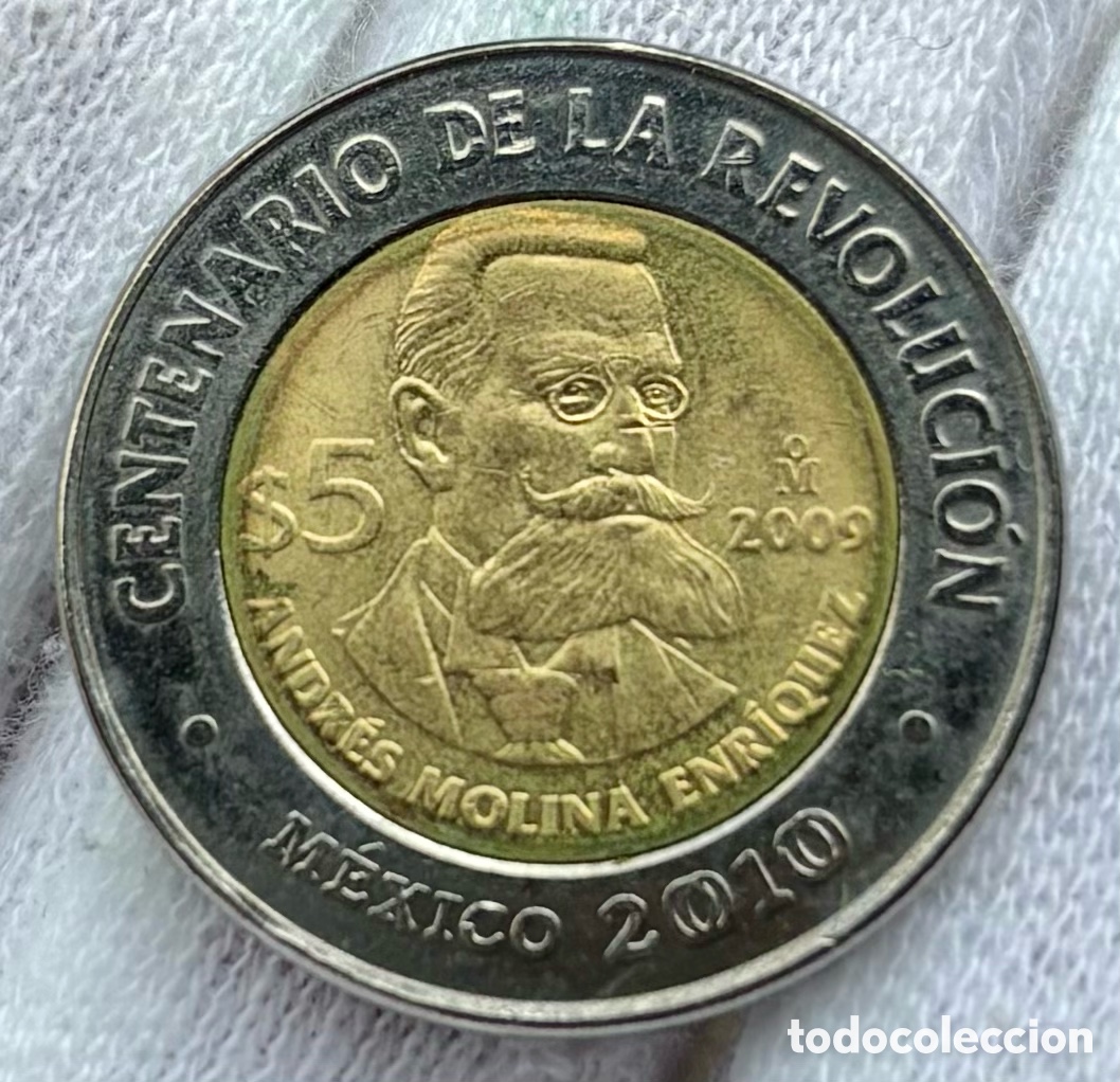 Monedas antiguas de Am&eacute;rica: Moneda M&Eacute;XICO 5 Pesos 2009 SC. Andr&eacute;s Molina Enr&iacute;quez . Bimetalica Conmemorativa
