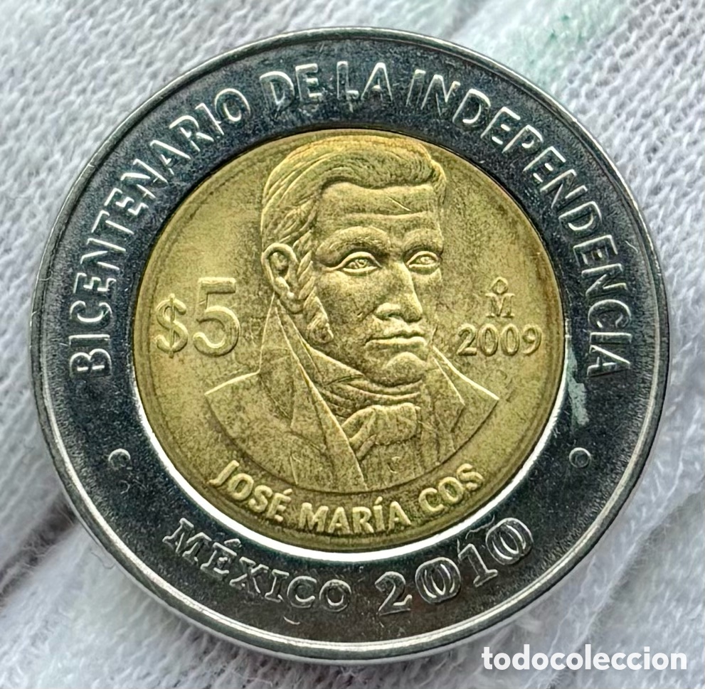 Monedas antiguas de Am&eacute;rica: Moneda M&Eacute;XICO 5 Pesos 2009 SC. Jos&eacute; Mar&iacute;a Cos. Bimetalica Conmemorativa