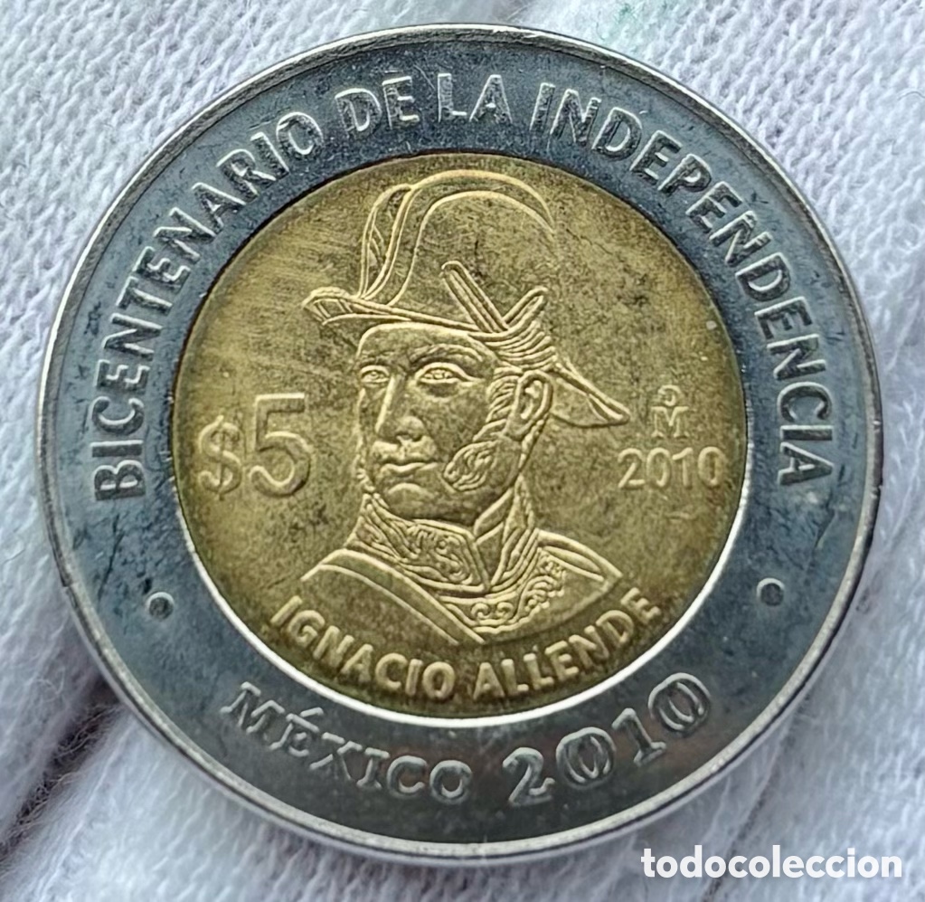 Monedas antiguas de Am&eacute;rica: Moneda M&Eacute;XICO 5 Pesos 2010 SC. Ignacio Allende. Bimetalica Conmemorativa