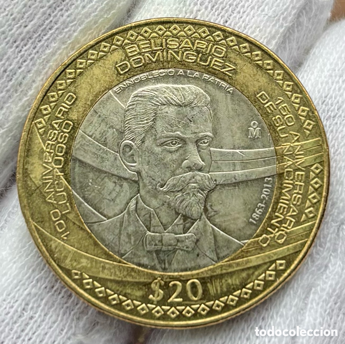 Monedas antiguas de Am&eacute;rica: Moneda M&Eacute;XICO 20 Pesos 2013 SC- . Belisario Dom&iacute;nguez. Bimetalica Conmemorativa