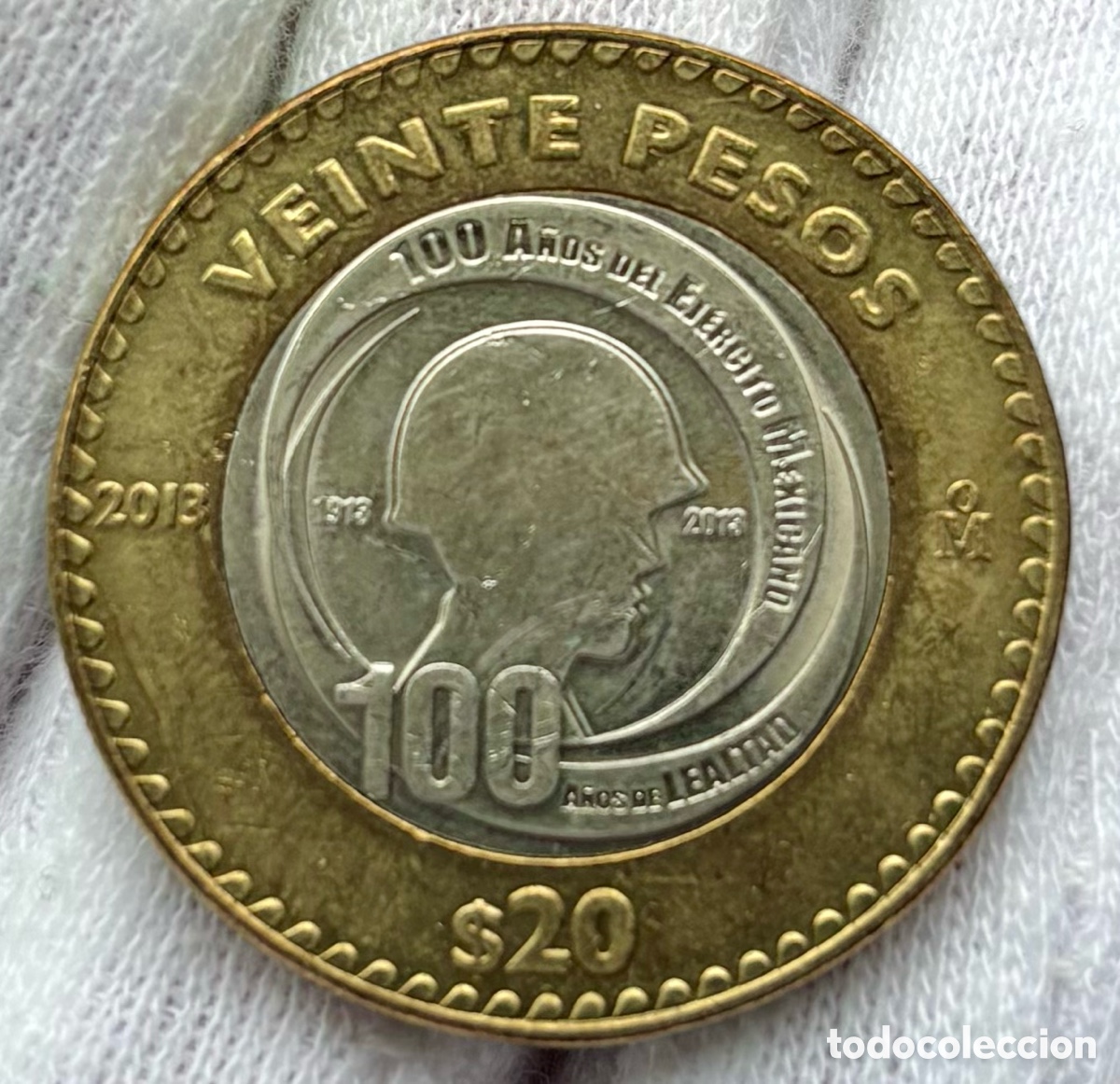 Monedas antiguas de Am&eacute;rica: Moneda M&Eacute;XICO 20 Pesos 2013 SC- . 100 A&ntilde;os Ej&eacute;rcito Mexicano . Bimetalica Conmemorativa
