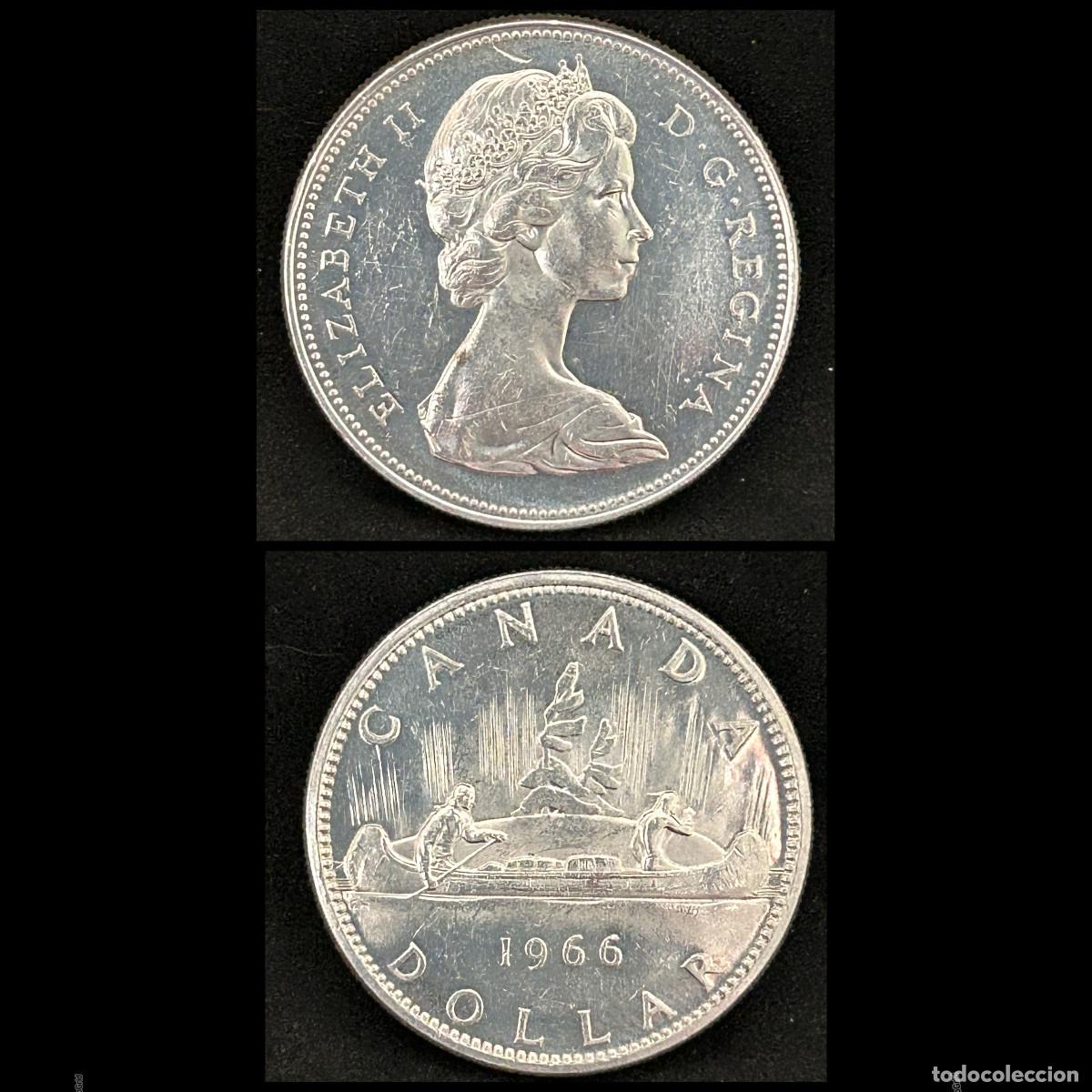 Monedas antiguas de Am&eacute;rica: Moneda 1 Dolar Canada 1966