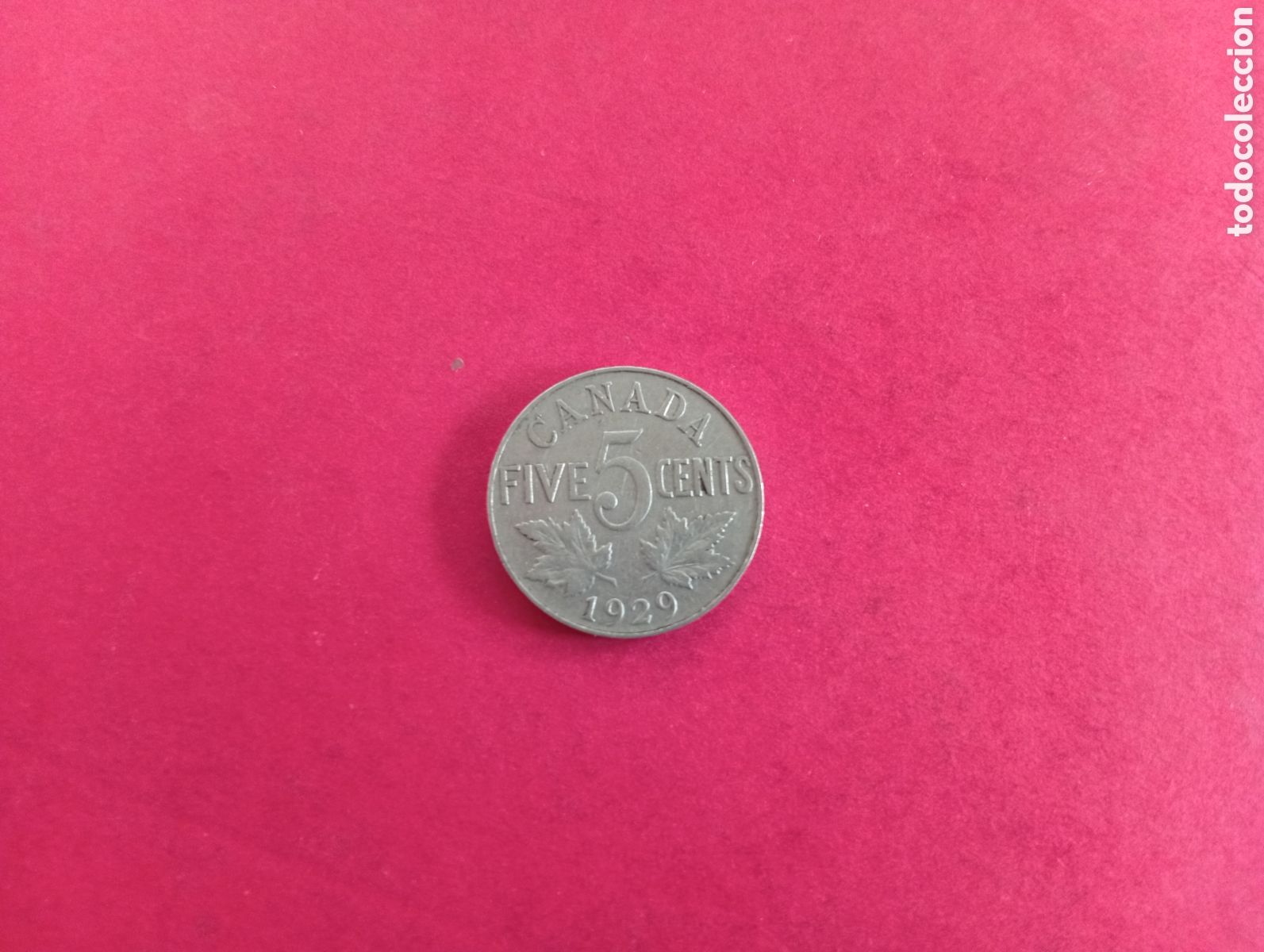 Monedas antiguas de Am&eacute;rica: 5 cents de Canad&aacute; 1929