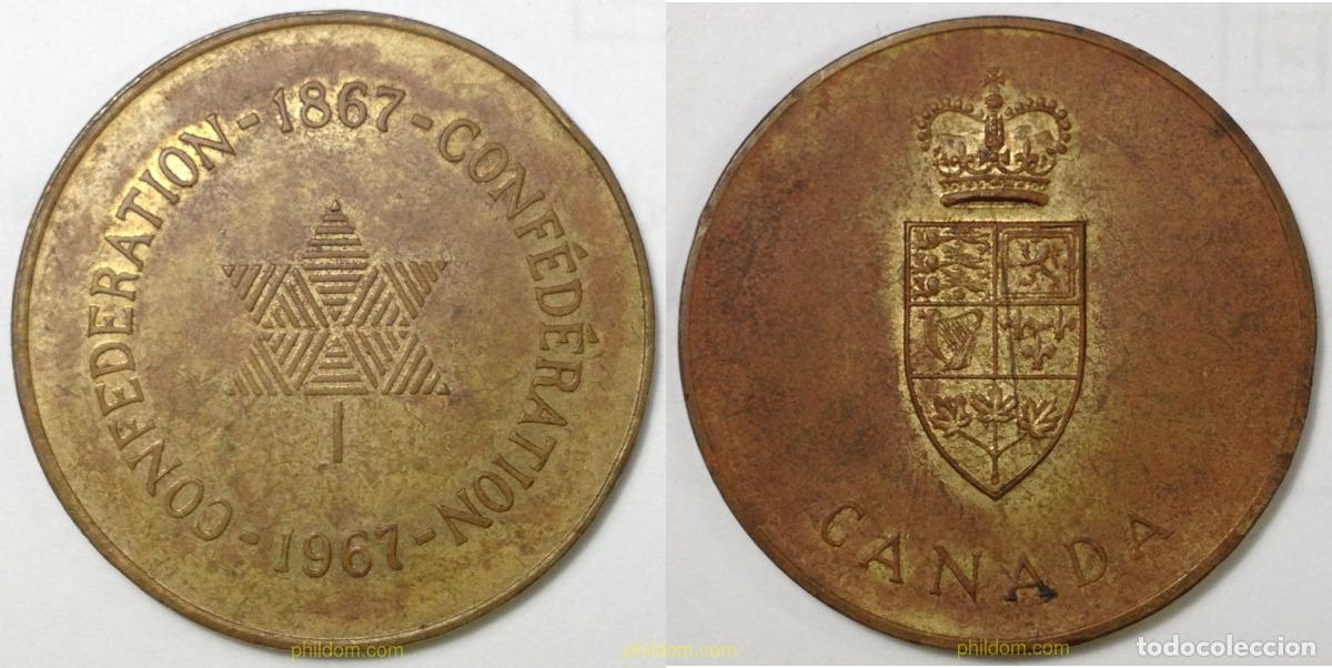Monedas antiguas de Am&eacute;rica: 1410 CANADA 1967 1867-1967 CANADA CONFEDERATION TOKEN MEDALION