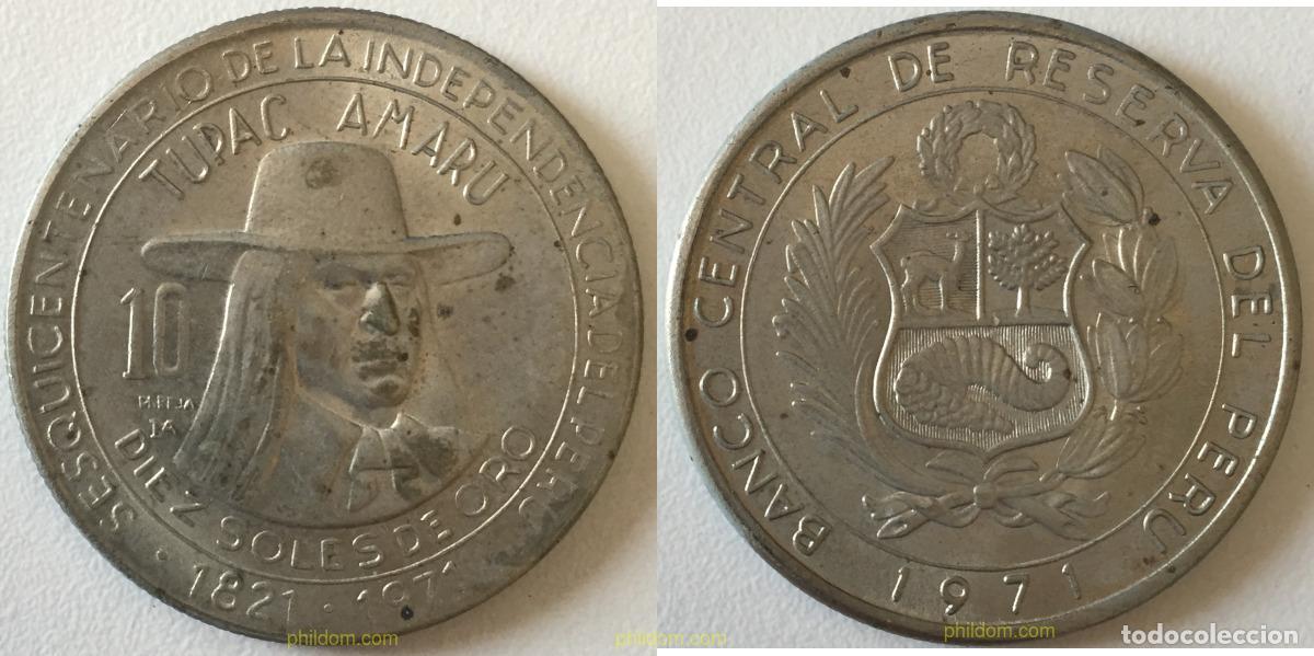 Monedas antiguas de Am&eacute;rica: 1643 PERU 1971 PERU 10 SOLES 1971
