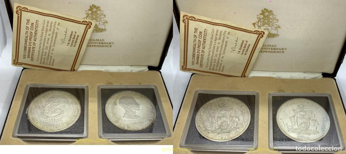 Monedas antiguas de Am&eacute;rica: 3314 BAHAMAS 1978 BAHAMAS 10 DOLLARS 5TH ANNIVERSARY OF INDEPENDENCE-SIR MILO BUTLER - PRINCE CHARL