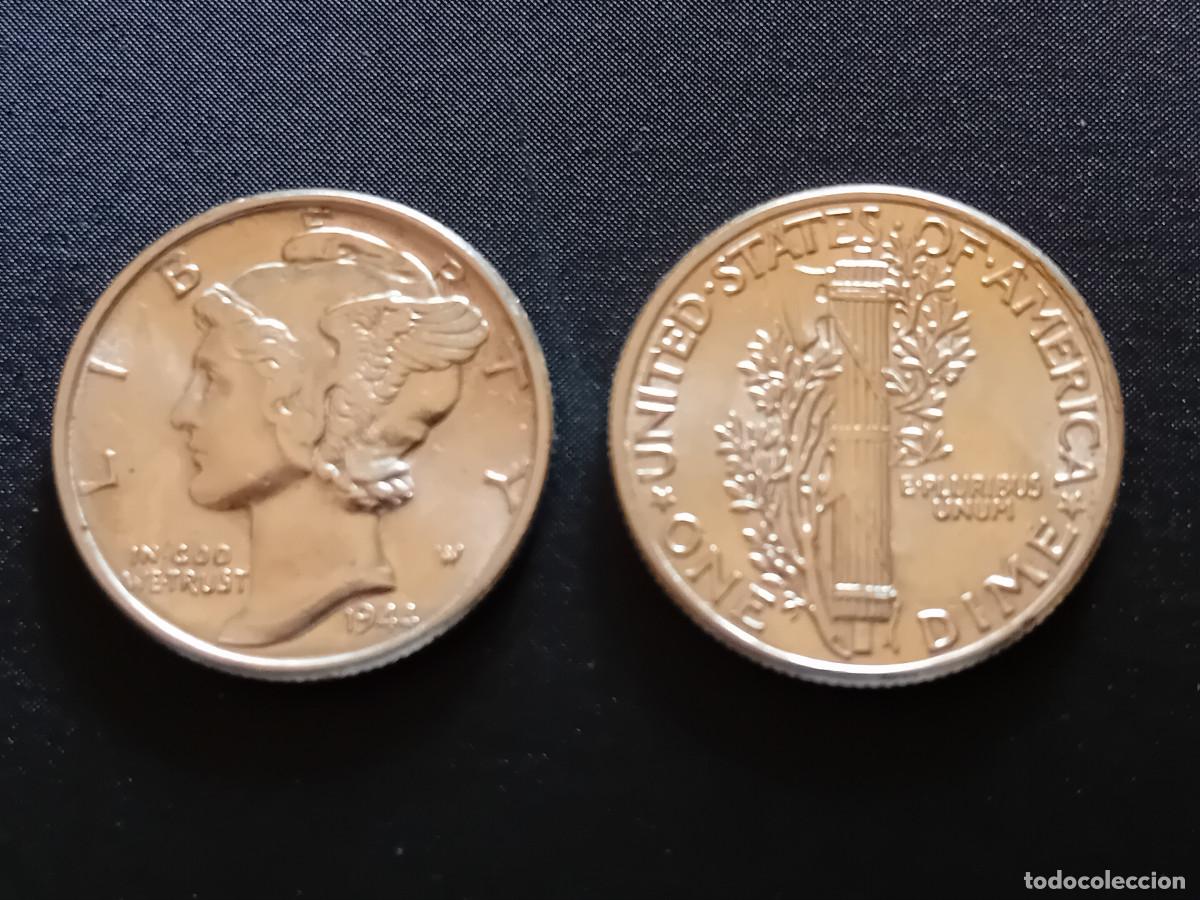 Monedas antiguas de Am&eacute;rica: EEUU 10 CENTS, 1 DIME 1944, VEA LA CONSERVACION