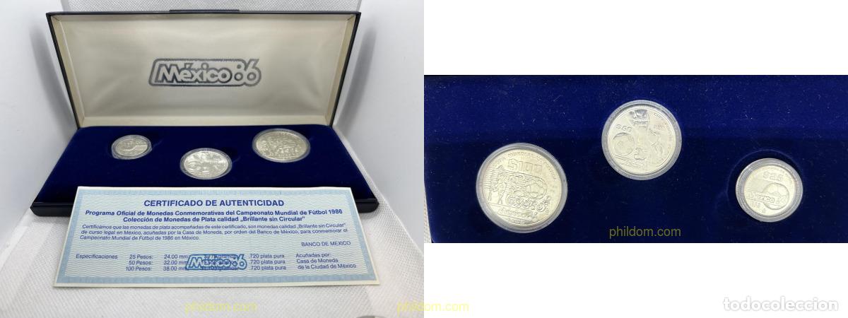Monedas antiguas de Am&eacute;rica: 4067 MEXICO 1986 3 Monedas del Campeonato Mundial de F&uacute;tbol 1986