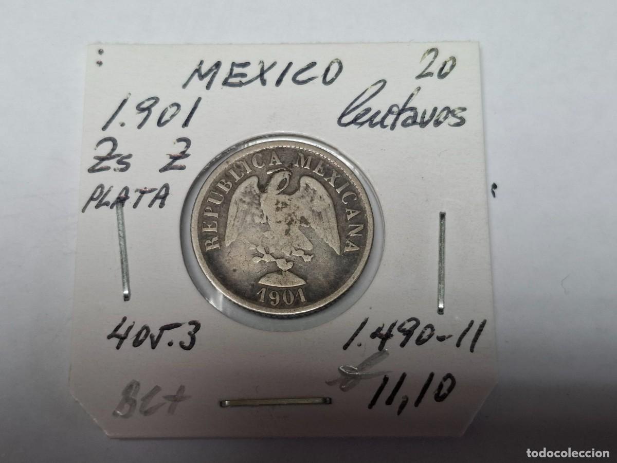 Monedas antiguas de Am&eacute;rica: 20 CENTAVOS de PLATA de 1901 Zs Z KM 405.3 MEXICO en BC+
