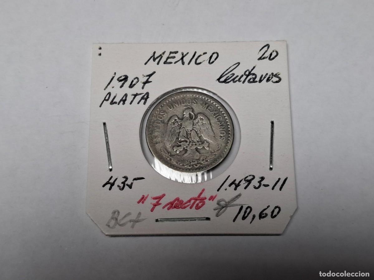 Monedas antiguas de Am&eacute;rica: 20 CENTAVOS de PLATA de 1907 KM 435 MEXICO en BC+