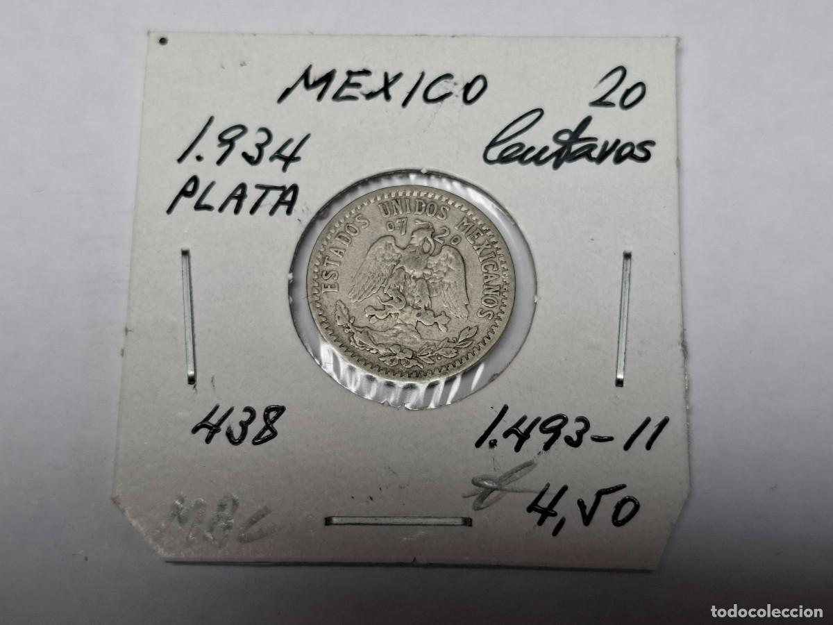 Monedas antiguas de Am&eacute;rica: 20 CENTAVOS de PLATA de 1934 KM 438 MEXICO en MBC