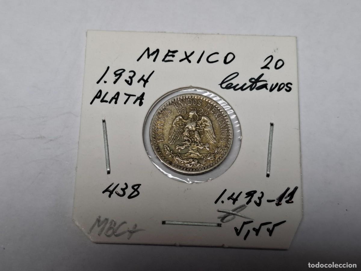 Monedas antiguas de Am&eacute;rica: 20 CENTAVOS de PLATA de 1934 KM 438 MEXICO en MBC+