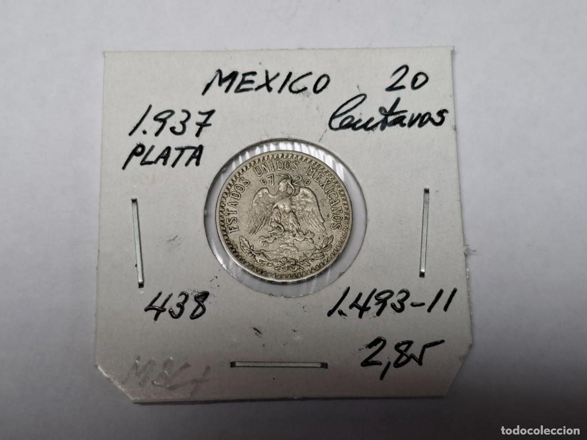 Monedas antiguas de Am&eacute;rica: 20 CENTAVOS de PLATA de 1937 KM 438 MEXICO en MBC+