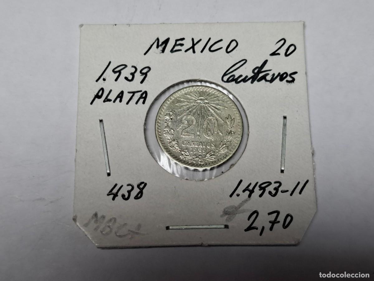 Monedas antiguas de Am&eacute;rica: 20 CENTAVOS de PLATA de 1939 KM 438 MEXICO en MBC+