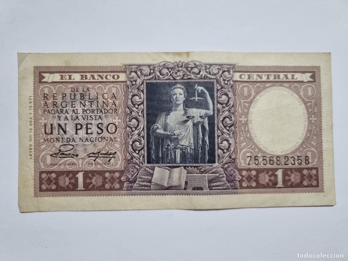 Monedas antiguas de Am&eacute;rica: Antiguo Billete Republica Argentina 1 Peso 1816-1947 Serie B Coleccionista