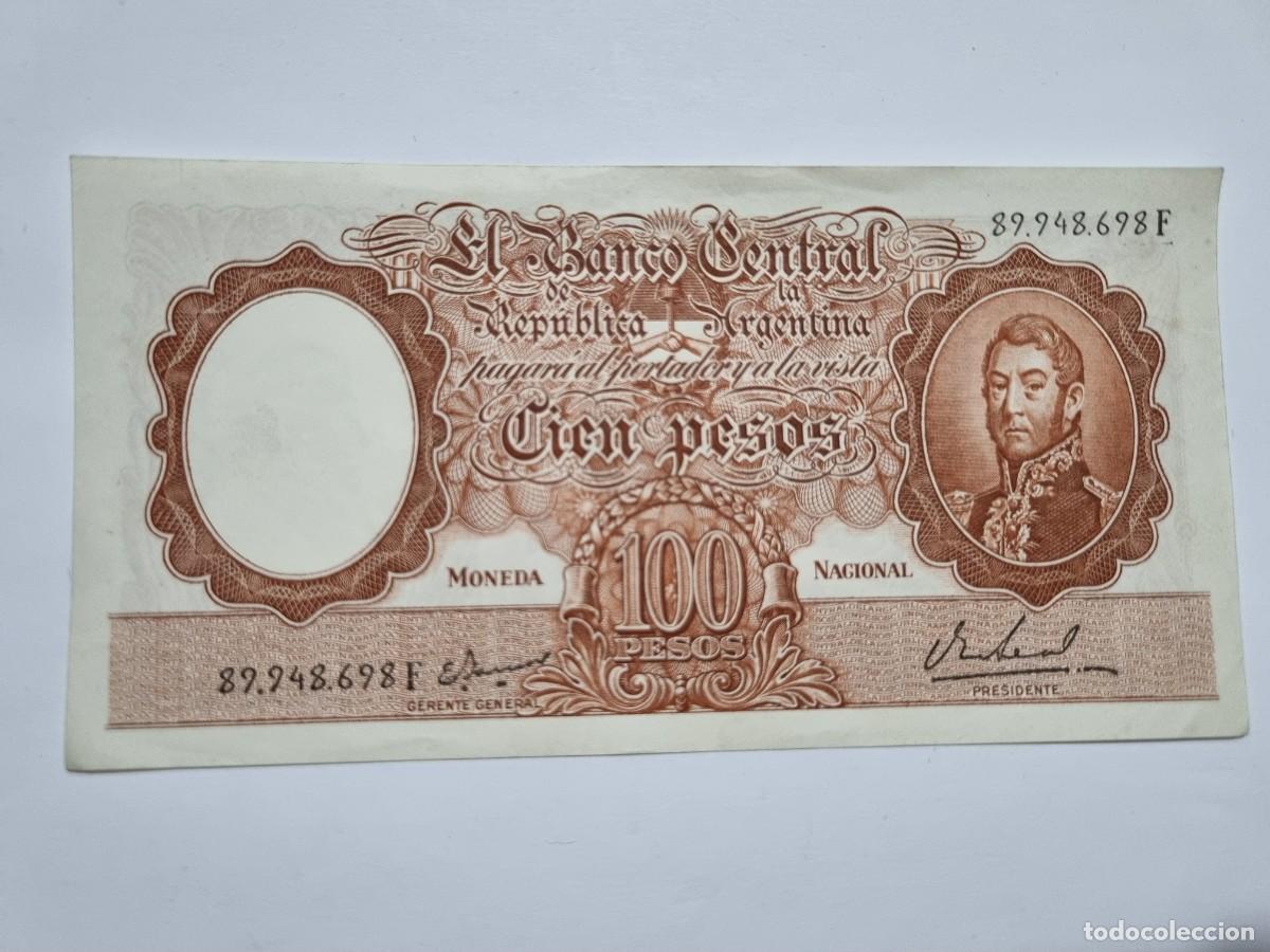Monedas antiguas de Am&eacute;rica: Antiguo Billete Republica Argentina 100 Pesos Serie F 1967-1969 Coleccionista