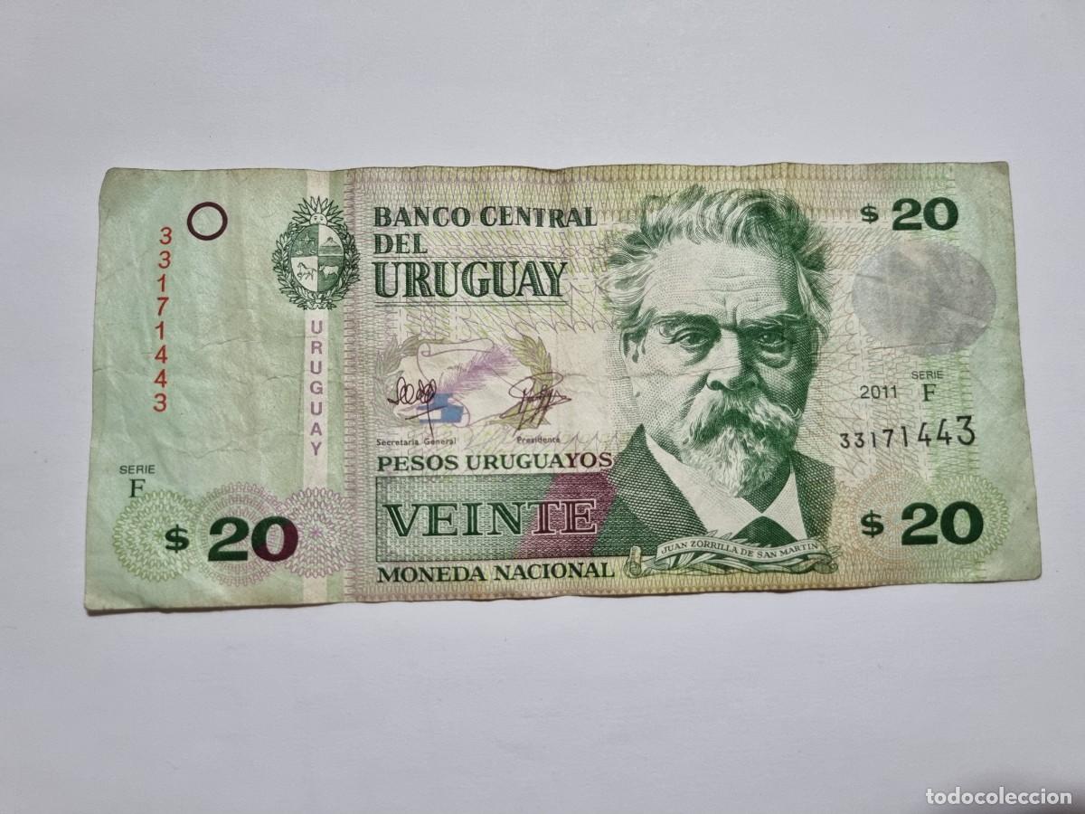 Monedas antiguas de Am&eacute;rica: Antiguo Billete Banco Central Uruguay 20 Pesos Uruguayos 2011 Serie F