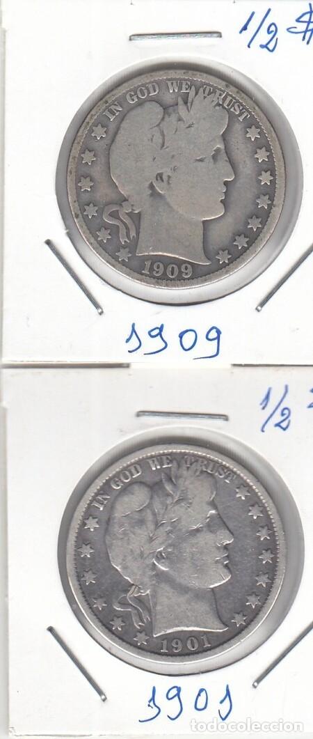 Monedas antiguas de Am&eacute;rica: ESTADOS UNIDOS. Monedas de &frac12;$ de Plata de 1901 y 1909. BC.