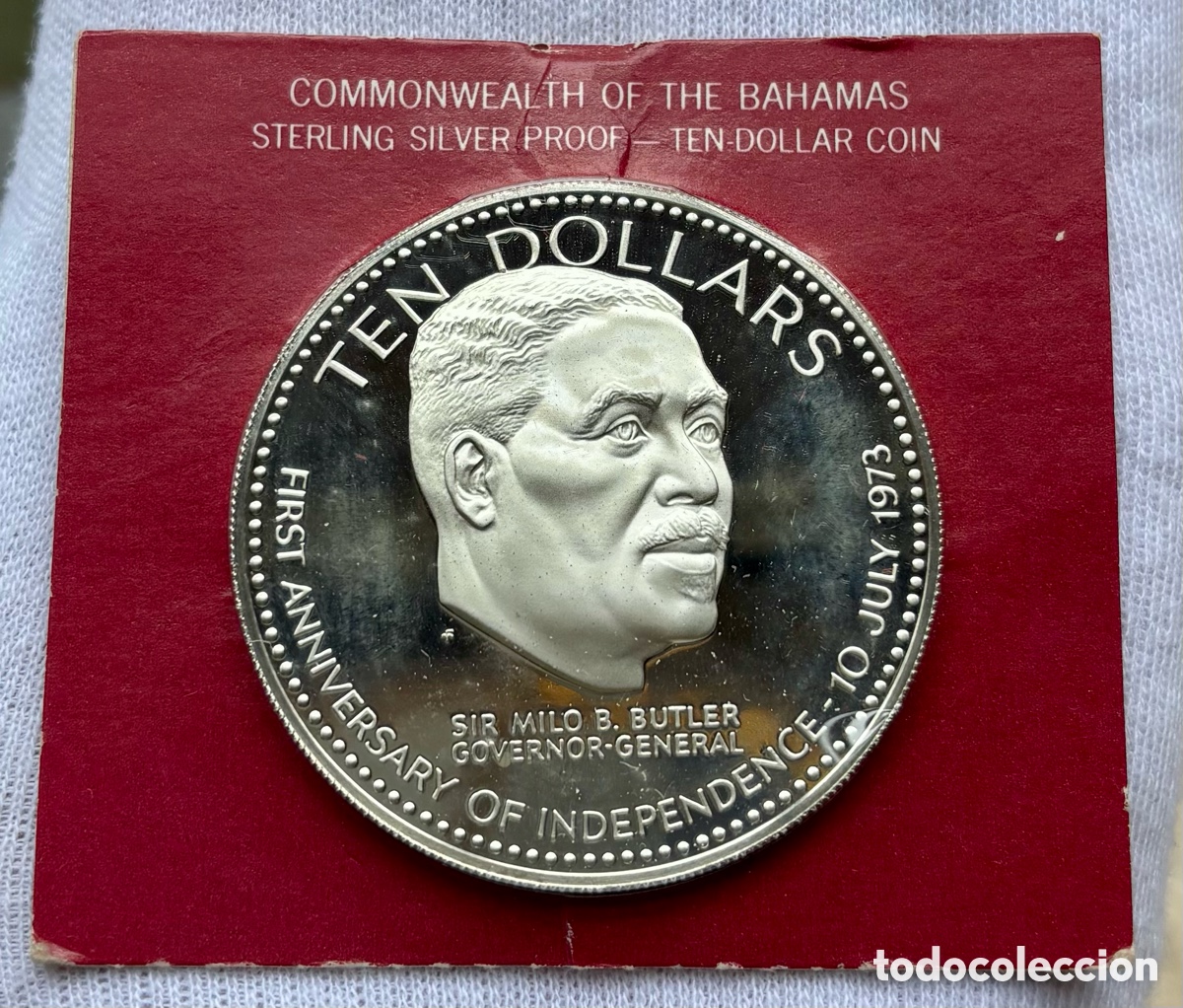 Monedas antiguas de Am&eacute;rica: Moneda PLATA BAHAMAS 10 D&oacute;lares 1974 SC Proof Estuche
