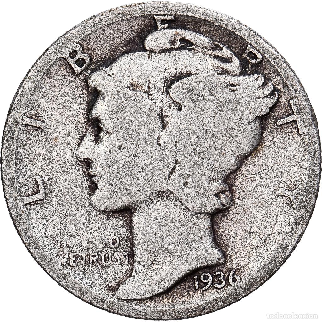 Monedas antiguas de Am&eacute;rica: [#1530046] Estados Unidos, Dime, Mercury Dime, 1936, U.S. Mint, Plata, BC+, KM:140