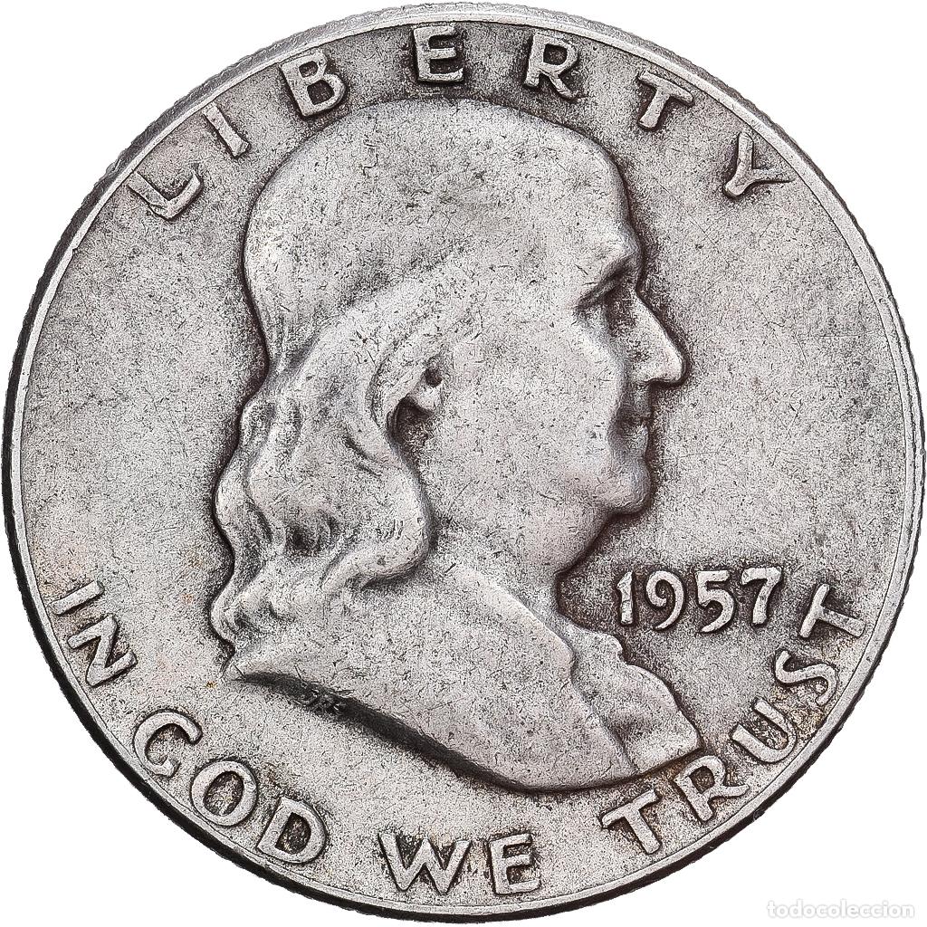 Monedas antiguas de Am&eacute;rica: [#1213987] Estados Unidos, Half Dollar, Franklin, 1957, Philadelphia, Plata, BC+, KM:199
