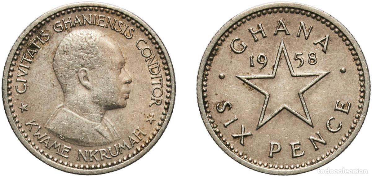 Monedas antiguas de Am&eacute;rica: Ghana British Dominion 1958 6 Pence - Elizabeth II Copper-nickel (75% Copper, 25% Nickel) Royal Min