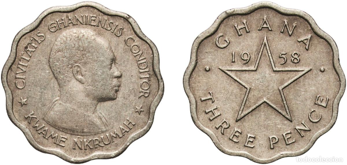 Monedas antiguas de Am&eacute;rica: Ghana British Dominion 1958 3 Pence - Elizabeth II Copper-nickel (75% Copper, 25% Nickel) Royal Min