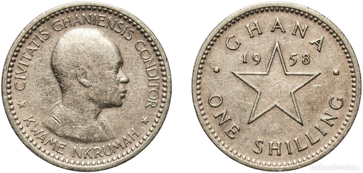 Monedas antiguas de Am&eacute;rica: Ghana British Dominion 1958 1 Shilling - Elizabeth II Copper-nickel (75% Copper, 25% Nickel) Royal