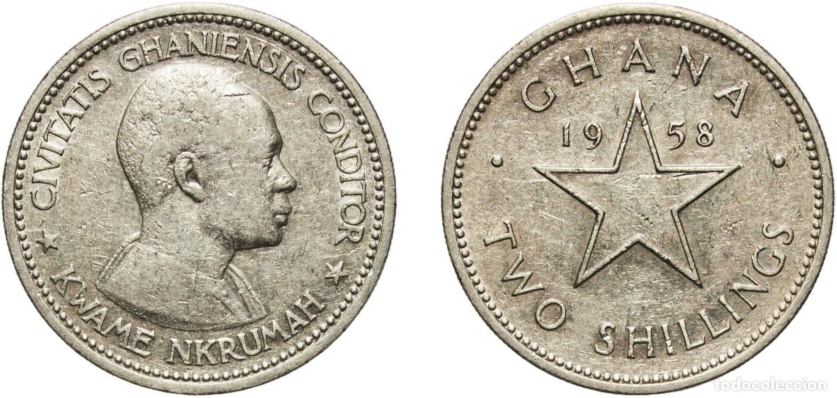 Monedas antiguas de Am&eacute;rica: Ghana British Dominion 1958 2 Shillings - Elizabeth II Copper-nickel (75% Copper, 25% Nickel) Royal