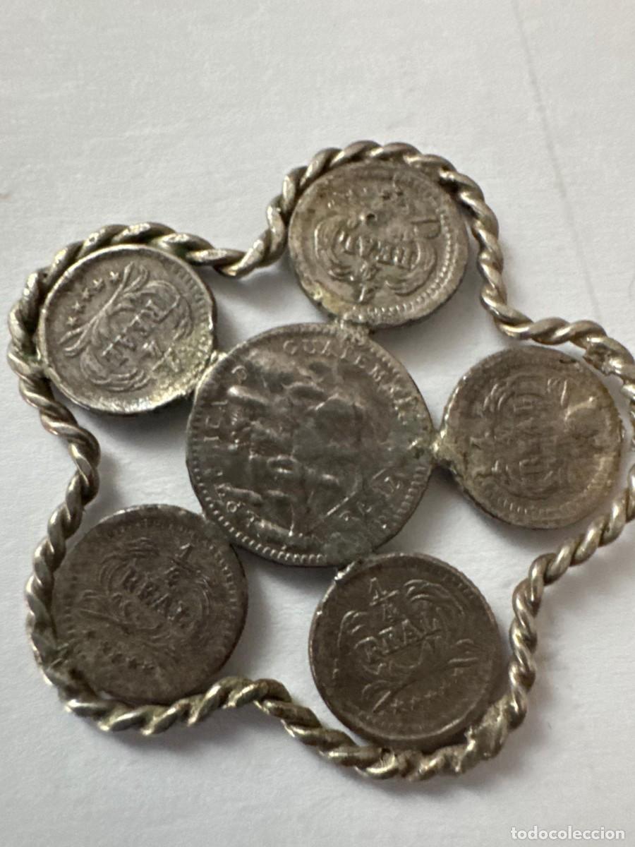 Monedas antiguas de Am&eacute;rica: Joya con monedas de Guatemala Siglo XiX