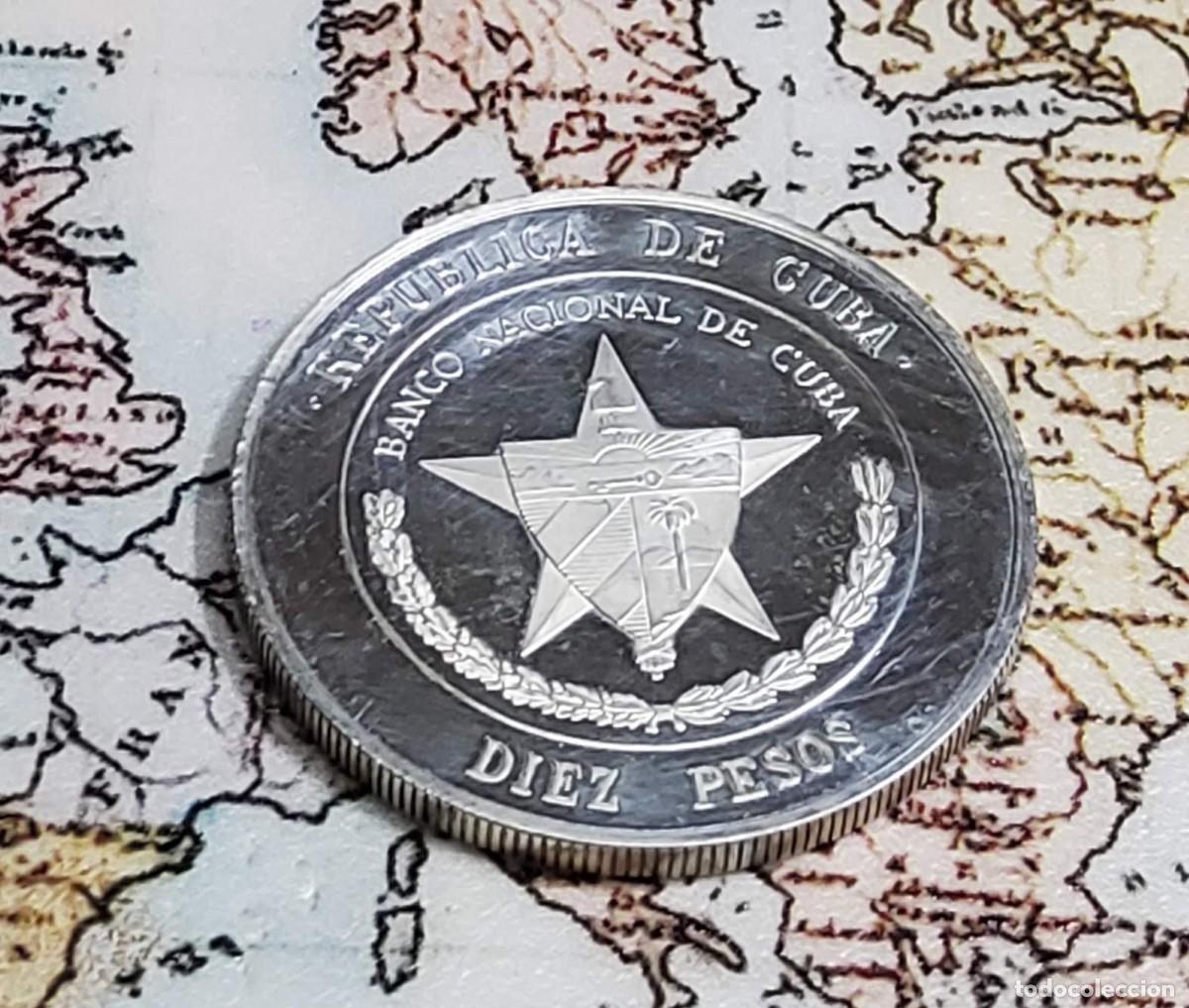 Monedas antiguas de Am&eacute;rica: 10 PESOS DE PLATA DE CUBA DE 1975. PROOF