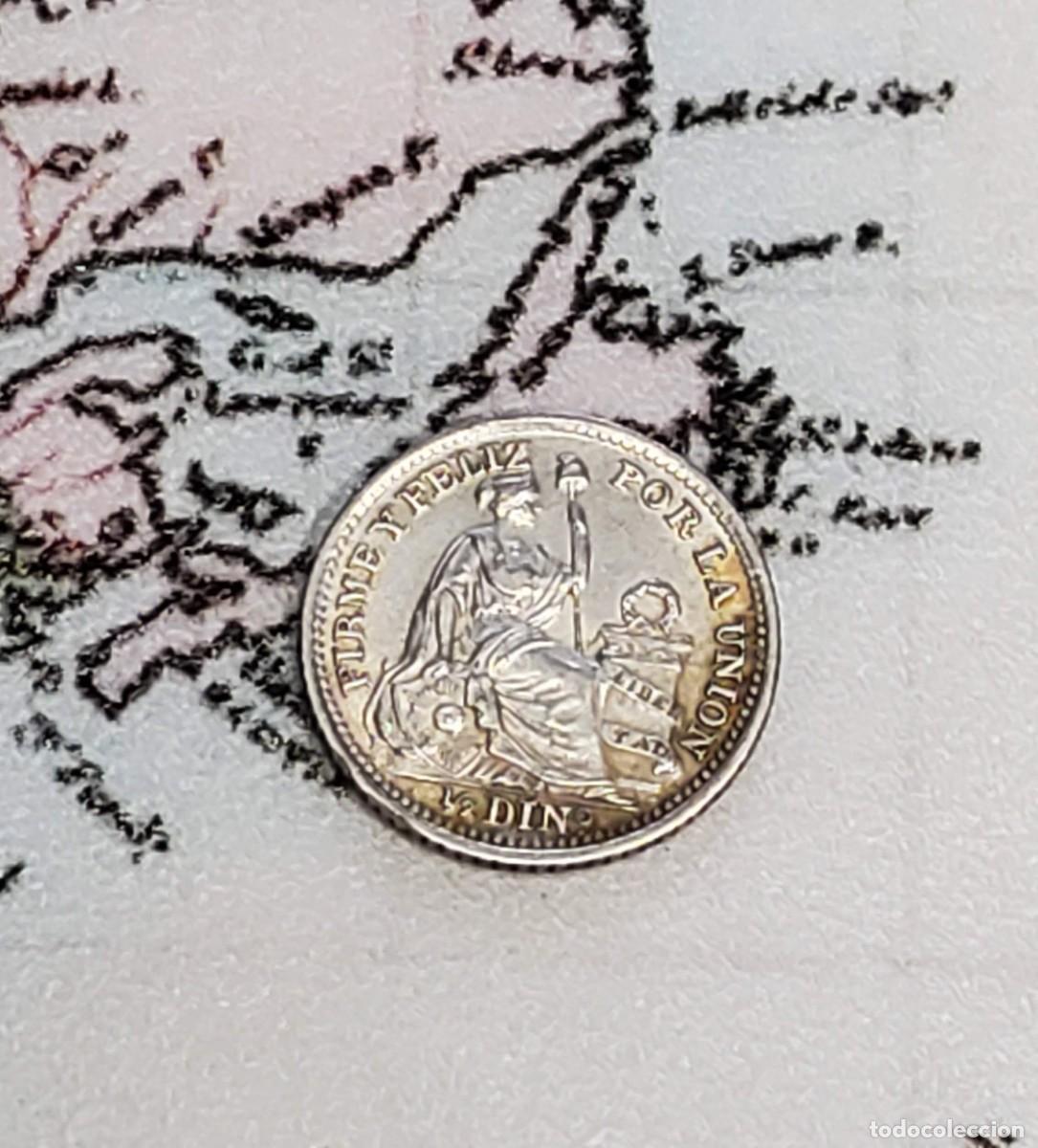 Monedas antiguas de Am&eacute;rica: 1/2 DINERO DE PLATA DE PER&Uacute; DEL A&Ntilde;O 1916-FG.SIN CIRCULAR