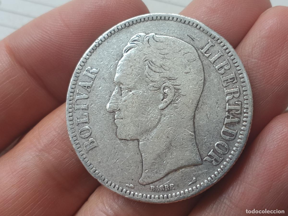 Monedas antiguas de Am&eacute;rica: Bol&iacute;var fuerte de plata, 5 bol&iacute;vares. Venezuela. Tipo duro, 1905