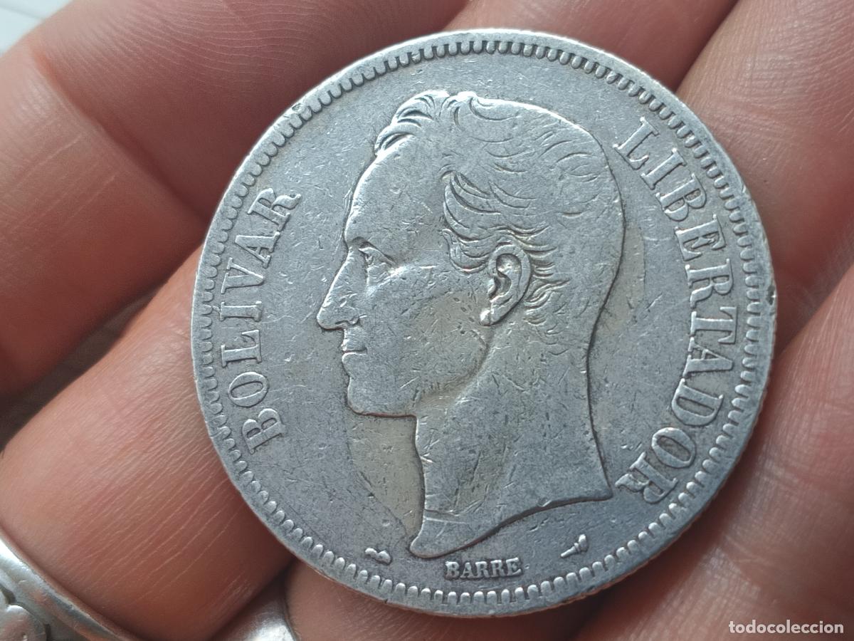 Monedas antiguas de Am&eacute;rica: Bol&iacute;var fuerte de plata, 5 bol&iacute;vares. Venezuela. Tipo duro 1910