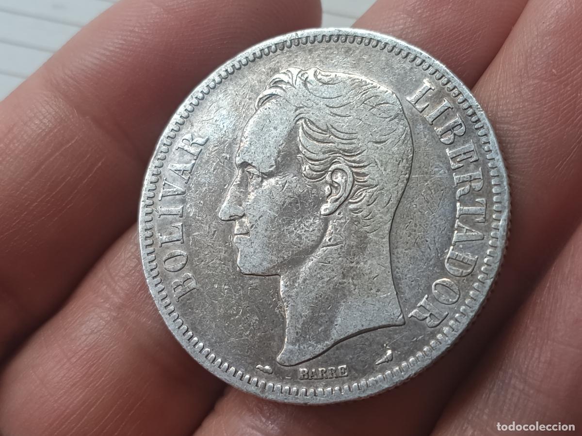 Monedas antiguas de Am&eacute;rica: Bol&iacute;var fuerte de plata, 5 bol&iacute;vares. Venezuela. Tipo duro 1911