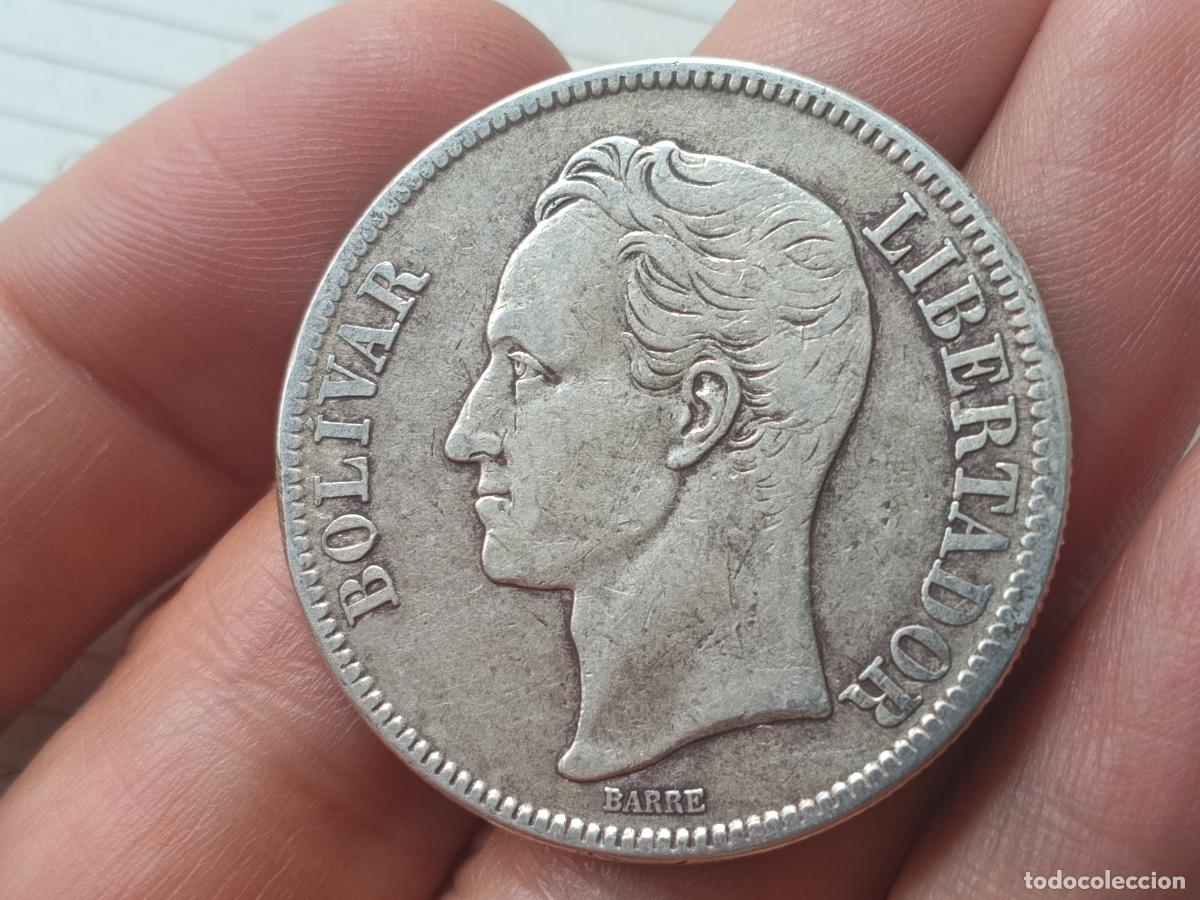 Monedas antiguas de Am&eacute;rica: Bol&iacute;var fuerte de plata, 5 bol&iacute;vares. Venezuela. Tipo duro 1919