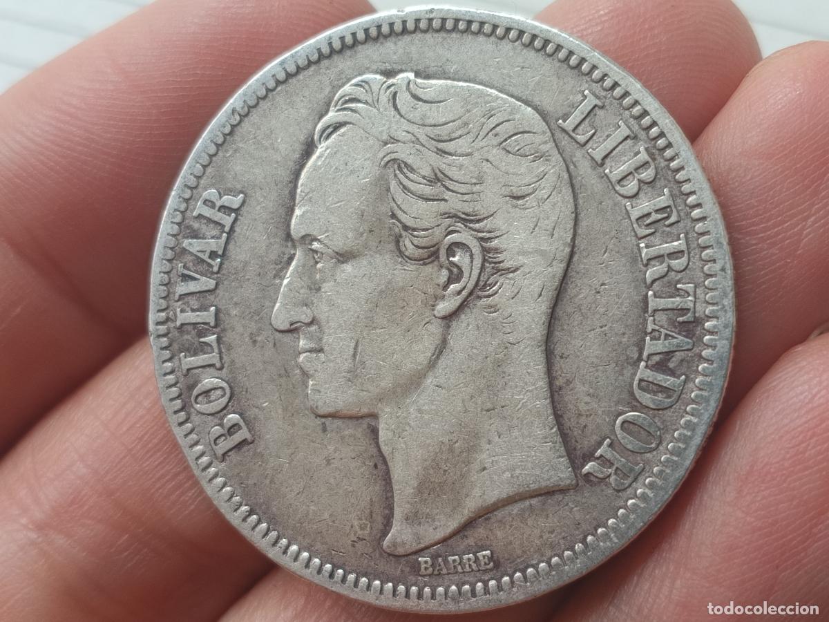 Monedas antiguas de Am&eacute;rica: Bol&iacute;var fuerte de plata, 5 bol&iacute;vares. Venezuela. Tipo duro 1921