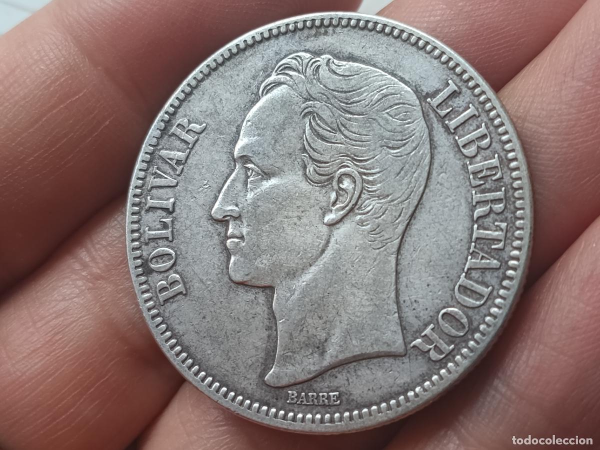 Monedas antiguas de Am&eacute;rica: Bol&iacute;var fuerte de plata, 5 bol&iacute;vares. Venezuela. Tipo duro 1929