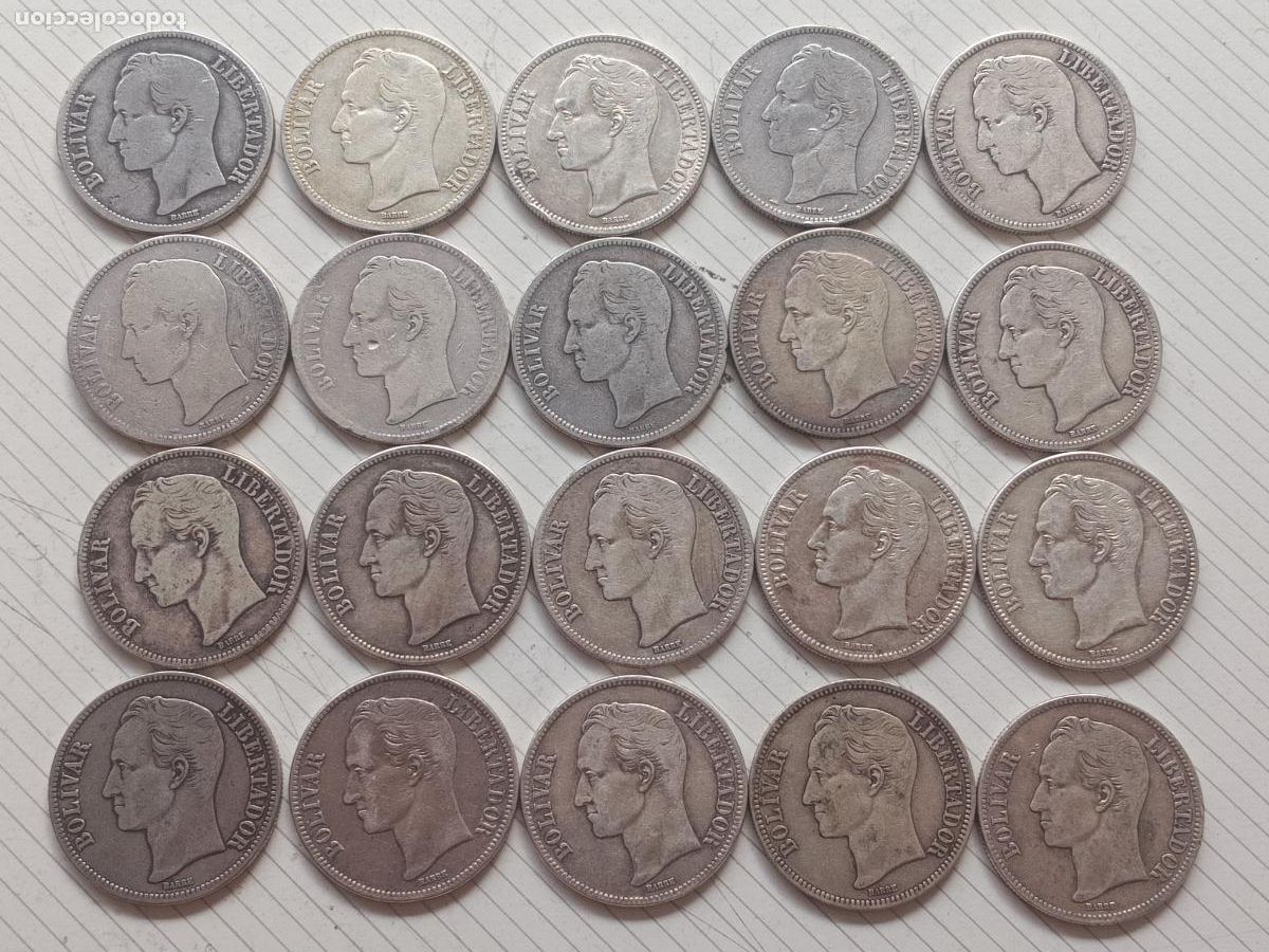 Monedas antiguas de Am&eacute;rica: 20 bol&iacute;vares fuertes de plata, 5 bol&iacute;vares. Venezuela. Tipo duro
