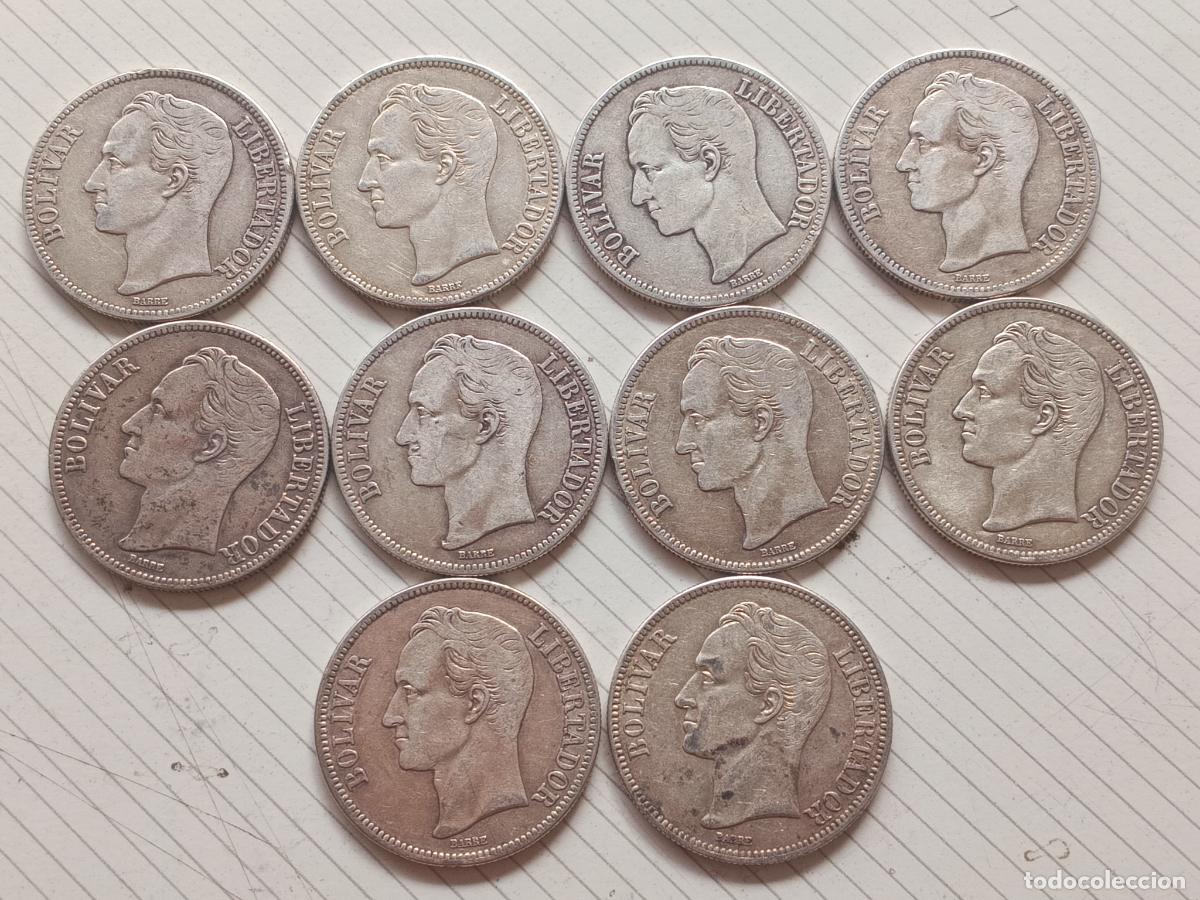 Monedas antiguas de Am&eacute;rica: 10 bol&iacute;vares fuertes de plata, 5 bol&iacute;vares. Venezuela. Tipo duro
