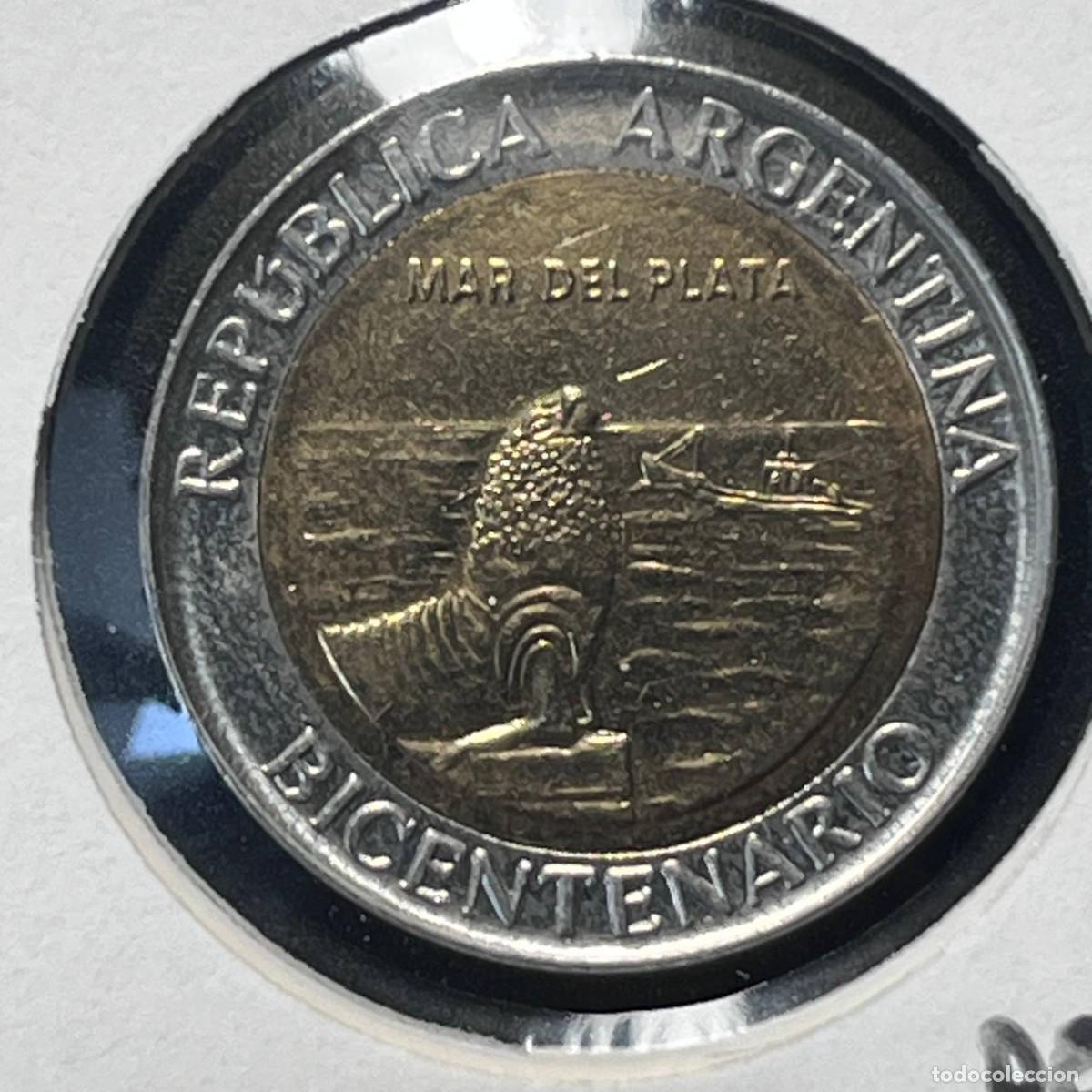 Monedas antiguas de Am&eacute;rica: ARGENTINA 1 PESO 2010 KM#158 &rdquo;Mar del Plata&rdquo; BIMETALLIC UNC