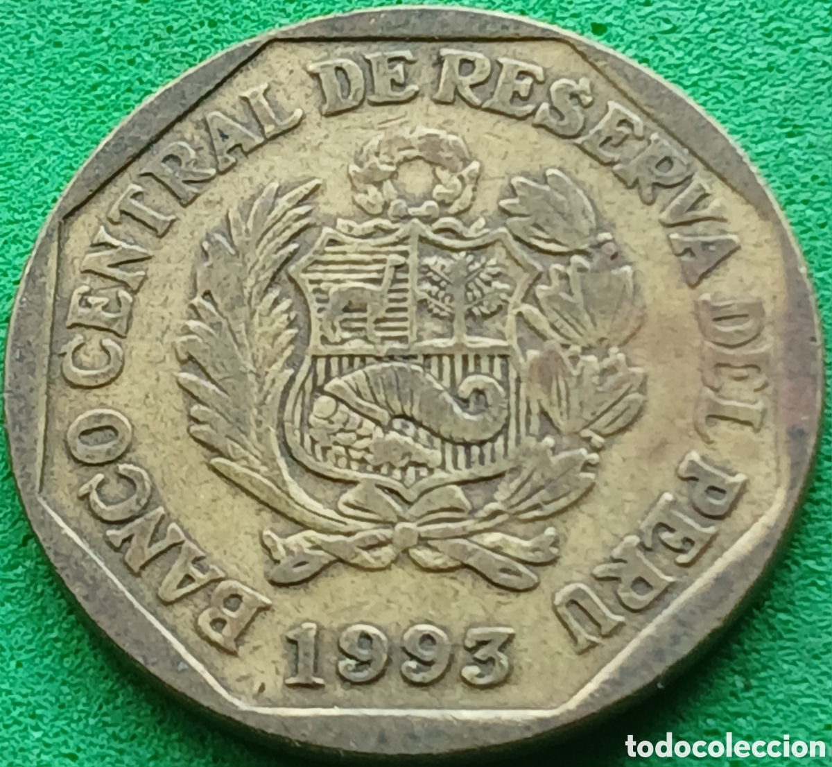 Monedas antiguas de Am&eacute;rica: Per&uacute; 20 centimos 1993 km#306 sin iniciales