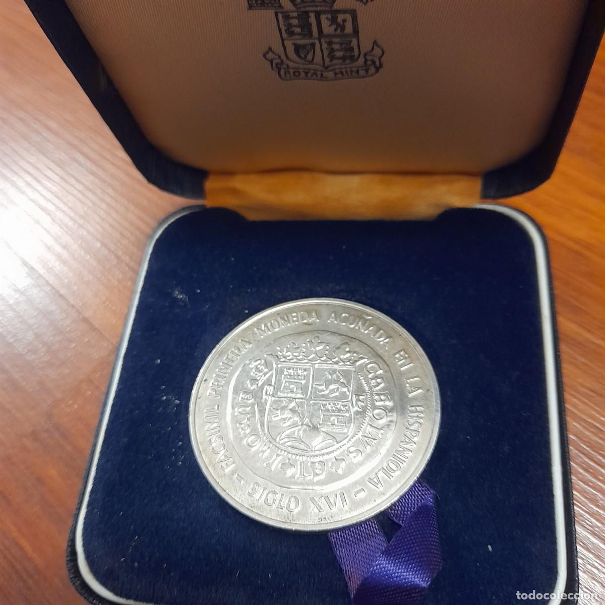 Monedas antiguas de Am&eacute;rica: MONEDA 10 PESOS PLATA PROOF REPUBLICA DOMINICANA REUNION BANCOS CENTRALES 1975 KM 37 EN SU CAJA