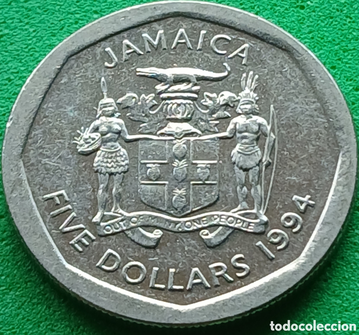 Monedas antiguas de Am&eacute;rica: Jamaica five dollars 1994 km#163