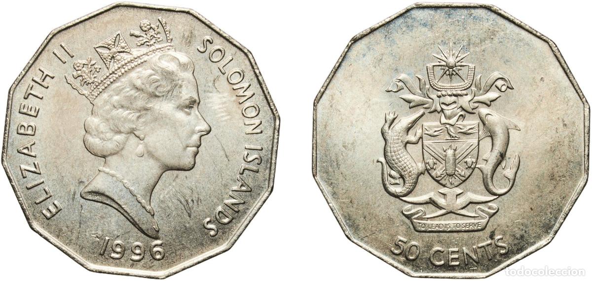 Monedas antiguas de Am&eacute;rica: Solomon Islands Constitutional Monarchy 1996 50 Cents - Elizabeth II (3rd portrait; non-magnetic) C